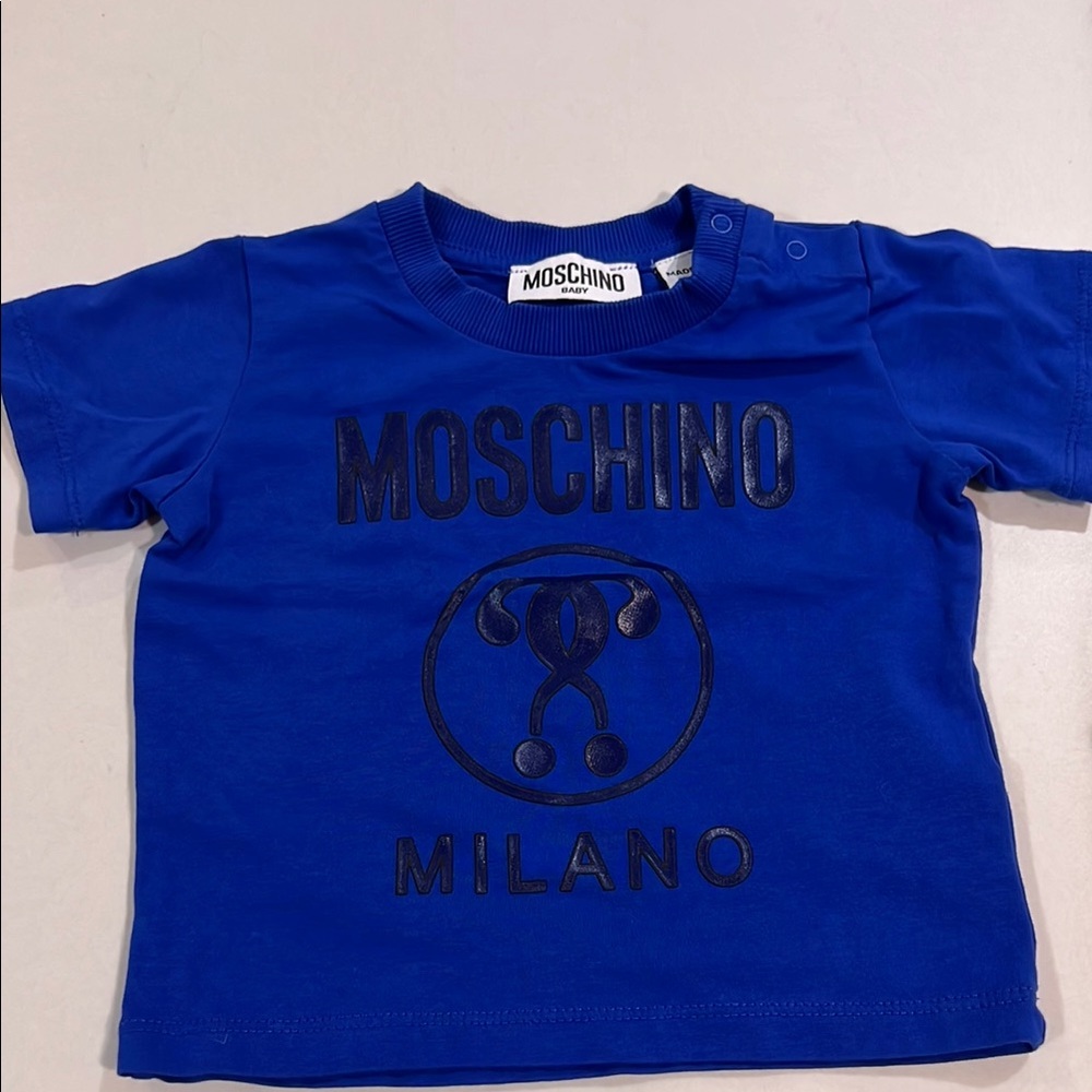 Moschino Blue Short Sleeve Tee with Logo